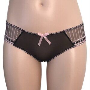Freya Arabella Sheer Mesh Brief Panty Black Pink Low Rise Moderate Coverage
L